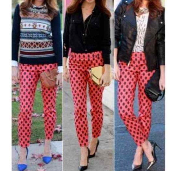 NWT J. Crew Minnie Coral Medallion Print Ankle Pants Women's plus size 16 - Picture 7 of 16